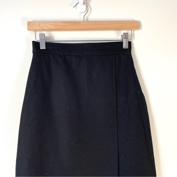 Vintage HARPERS Superfine All Wool Flannel Pencil Skirt Black Lined Minimalist - Picture 3 of 11